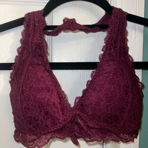 Gilly Hicks Lace Halter Bralette - Deep Red